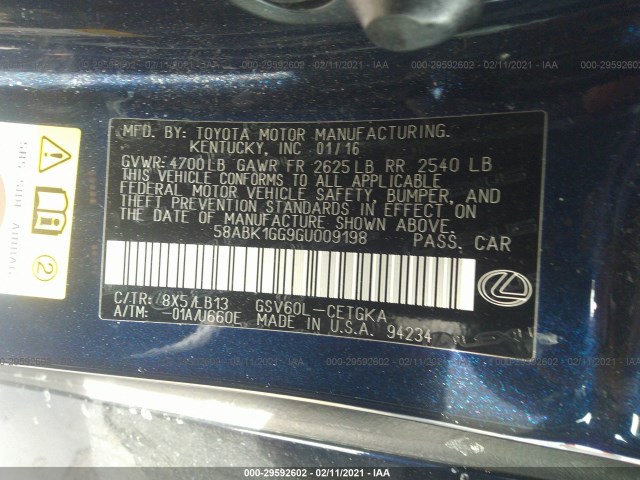 Photo 8 VIN: 58ABK1GG9GU009198 - LEXUS ES 350 