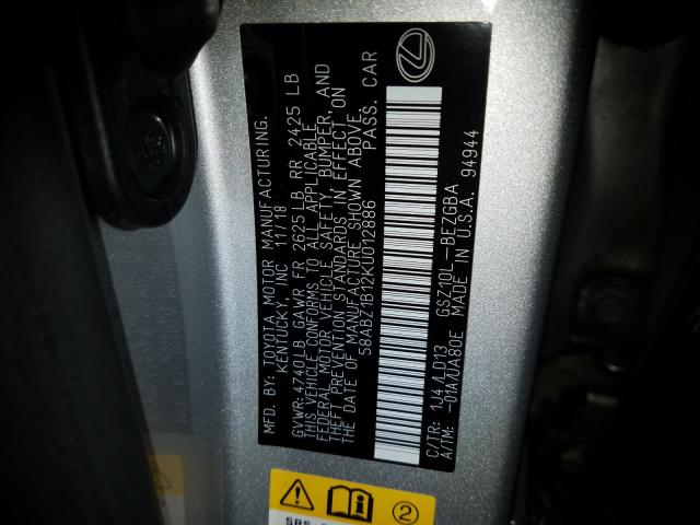 Photo 9 VIN: 58ABZ1B12KU012886 - LEXUS ES 350 