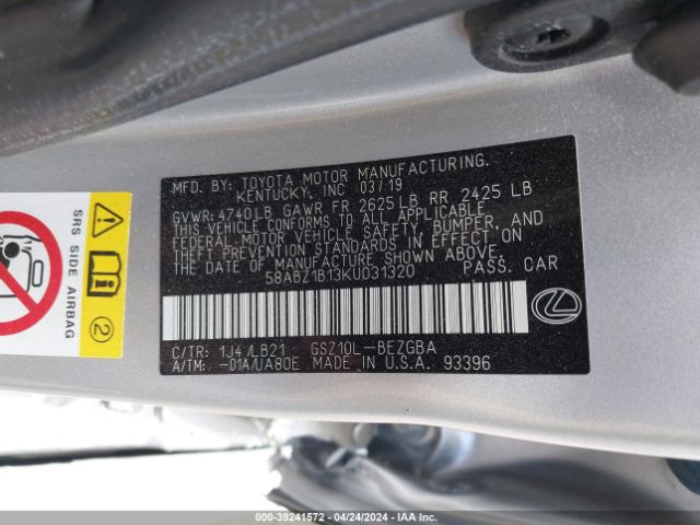 Photo 8 VIN: 58ABZ1B13KU031320 - LEXUS ES 350 