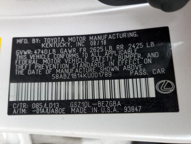 Photo 11 VIN: 58ABZ1B14KU001789 - LEXUS ES 350 