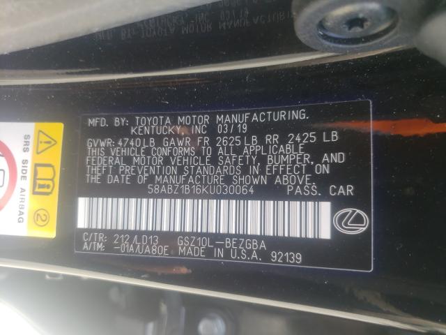 Photo 9 VIN: 58ABZ1B16KU030064 - LEXUS ES 350 