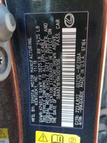 Photo 12 VIN: 58ABZ1B19KU015106 - LEXUS ES 350 