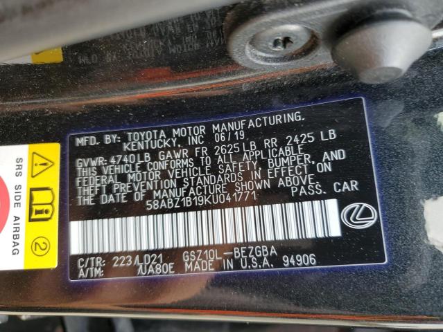 Photo 11 VIN: 58ABZ1B19KU041771 - LEXUS ES 350 