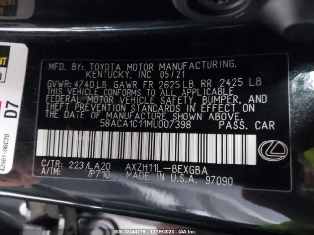 Photo 8 VIN: 58ACA1C11MU007398 - LEXUS ES 300H 