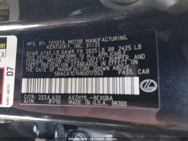 Photo 8 VIN: 58ACA1C14NU017053 - LEXUS ES 300H 