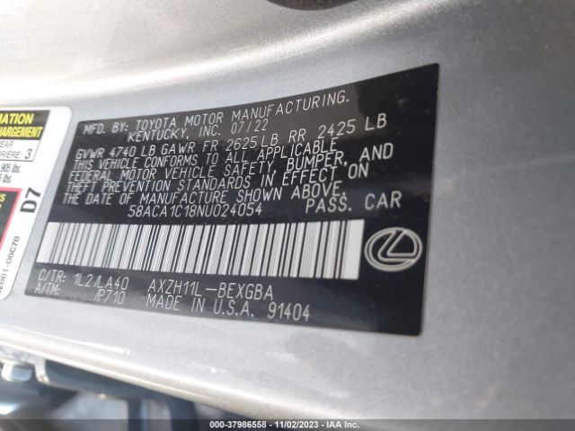 Photo 8 VIN: 58ACA1C18NU024054 - LEXUS ES 300H 