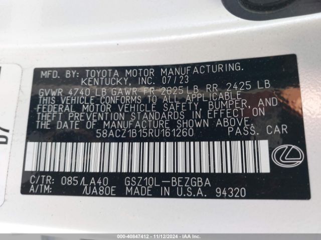 Photo 8 VIN: 58ACZ1B15RU161260 - LEXUS ES 