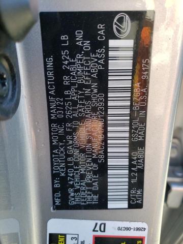 Photo 12 VIN: 58ACZ1B17NU123930 - LEXUS ES350 