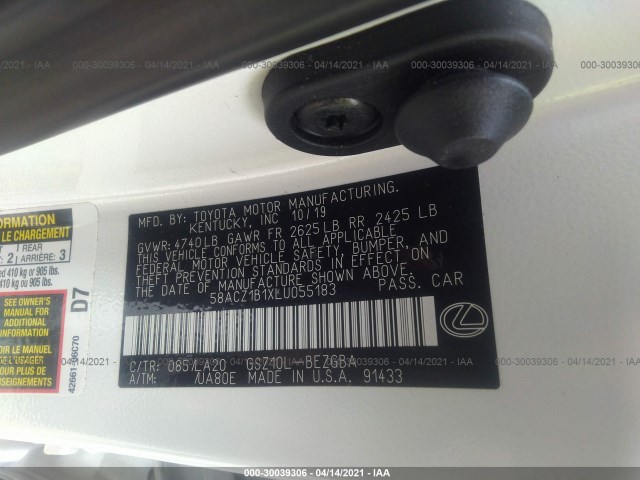 Photo 8 VIN: 58ACZ1B1XLU055183 - LEXUS ES 