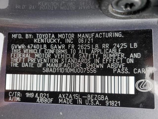 Photo 11 VIN: 58AD11D10MU007556 - LEXUS ES250 