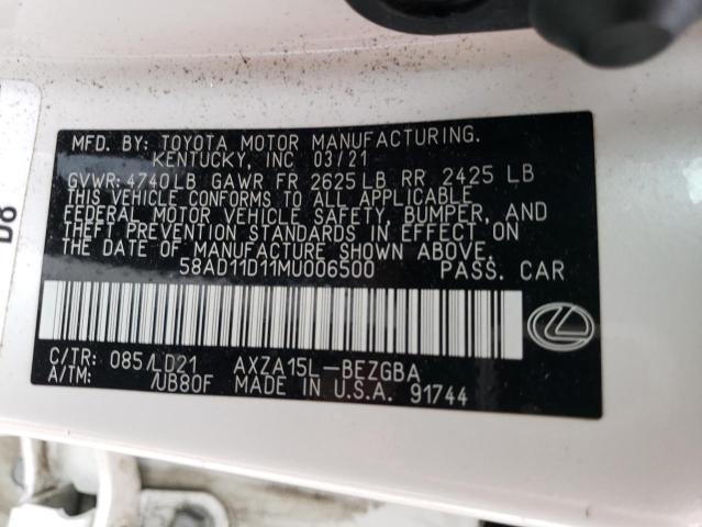 Photo 12 VIN: 58AD11D11MU006500 - LEXUS ES 250 BAS 