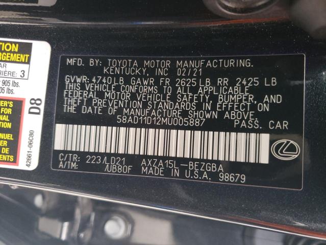 Photo 11 VIN: 58AD11D12MU005887 - LEXUS ES 250 BAS 