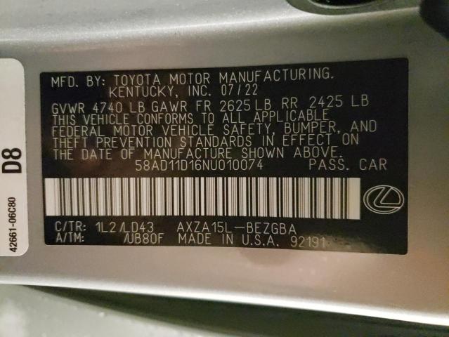 Photo 11 VIN: 58AD11D16NU010074 - LEXUS ES 250 BAS 