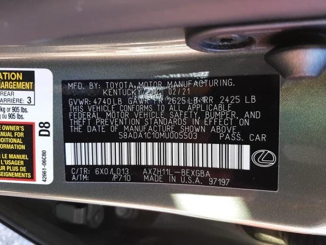 Photo 11 VIN: 58ADA1C10MU005503 - LEXUS ES 300H 