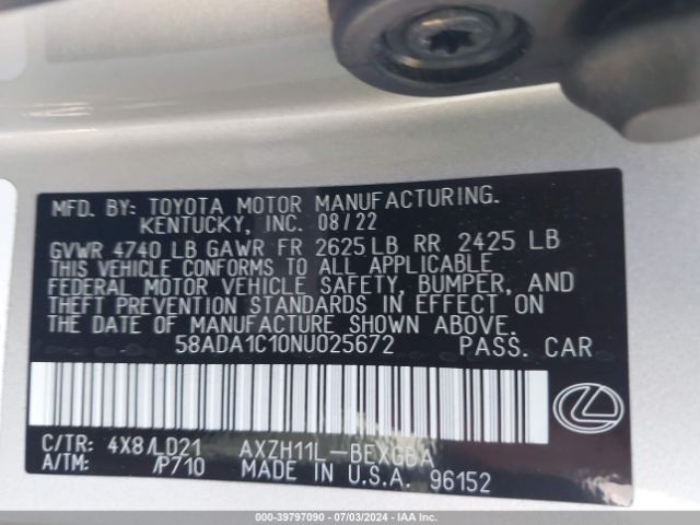 Photo 8 VIN: 58ADA1C10NU025672 - LEXUS ES 300H 