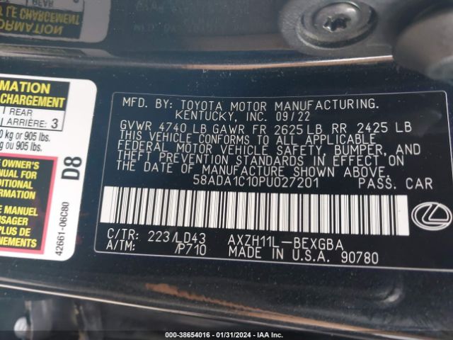 Photo 8 VIN: 58ADA1C10PU027201 - LEXUS ES 300H 