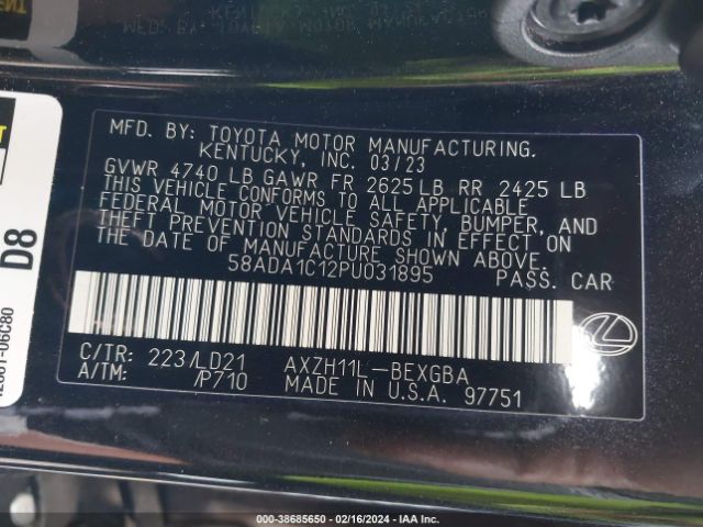 Photo 8 VIN: 58ADA1C12PU031895 - LEXUS ES 300H 