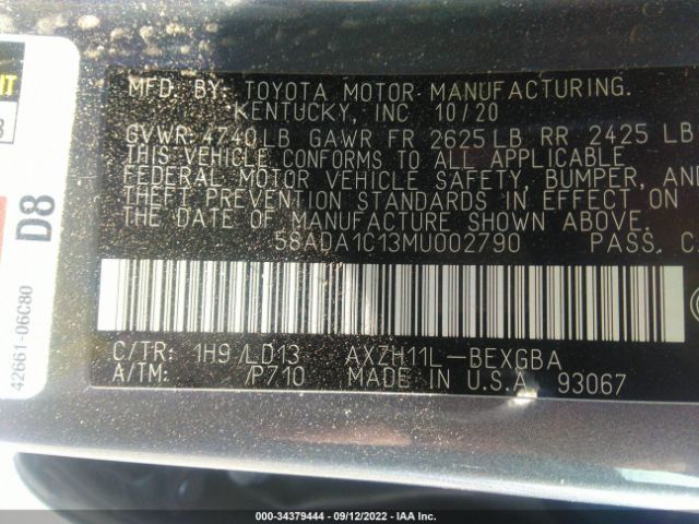 Photo 8 VIN: 58ADA1C13MU002790 - LEXUS ES 