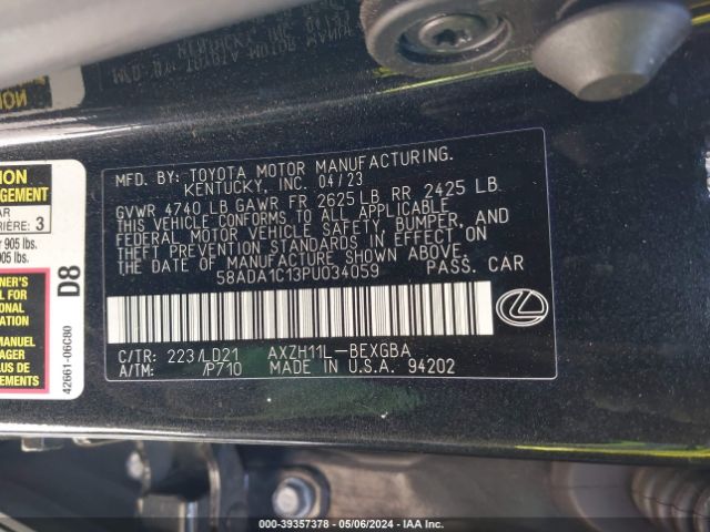 Photo 8 VIN: 58ADA1C13PU034059 - LEXUS ES 300H 