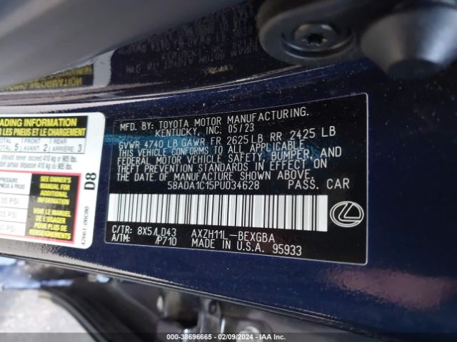 Photo 8 VIN: 58ADA1C15PU034628 - LEXUS ES 300H 