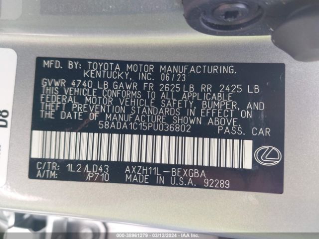 Photo 8 VIN: 58ADA1C15PU036802 - LEXUS ES 300H 