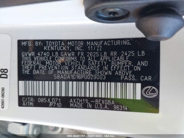 Photo 8 VIN: 58ADA1C16PU029003 - LEXUS ES 300H 