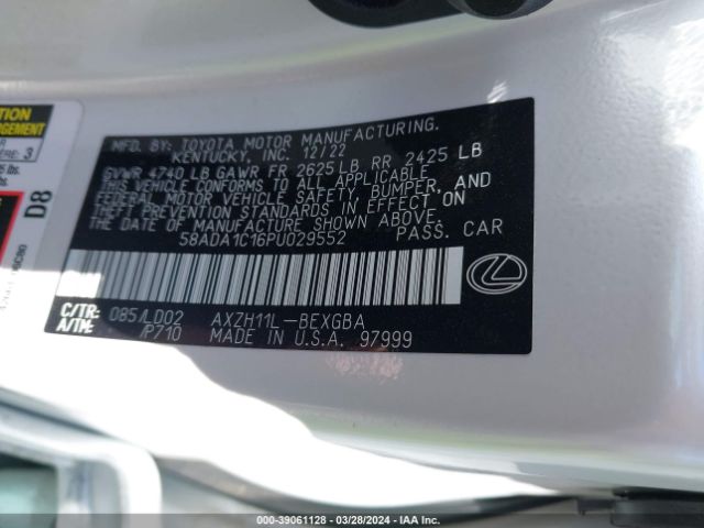 Photo 8 VIN: 58ADA1C16PU029552 - LEXUS ES 300H 