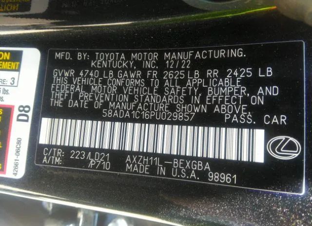 Photo 8 VIN: 58ADA1C16PU029857 - LEXUS ES 