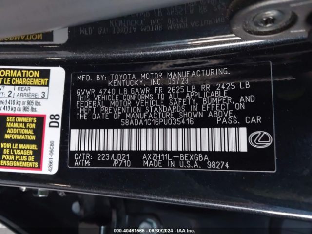 Photo 8 VIN: 58ADA1C16PU035416 - LEXUS ES 