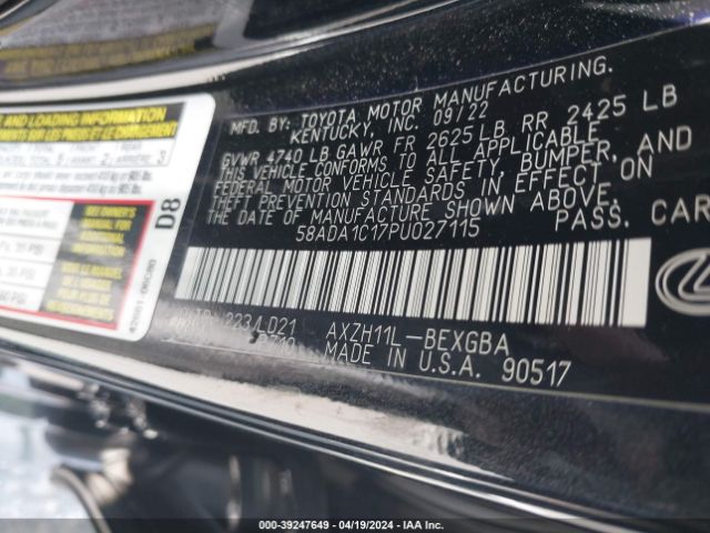 Photo 8 VIN: 58ADA1C17PU027115 - LEXUS ES 300H 