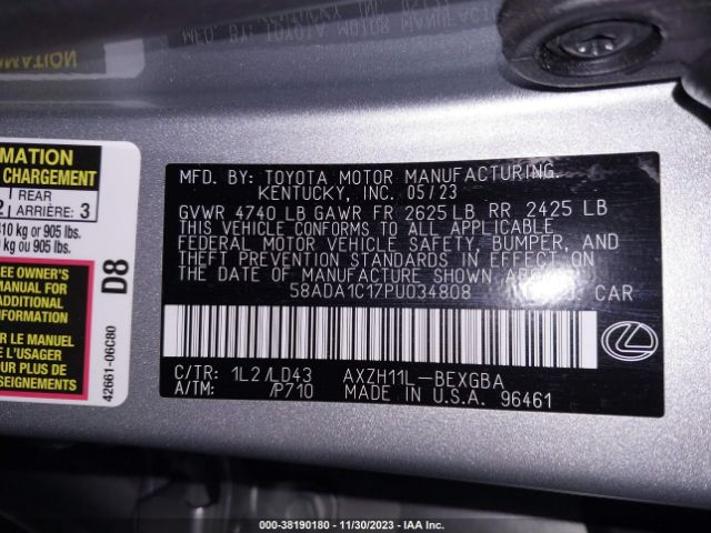 Photo 8 VIN: 58ADA1C17PU034808 - LEXUS ES 300H 