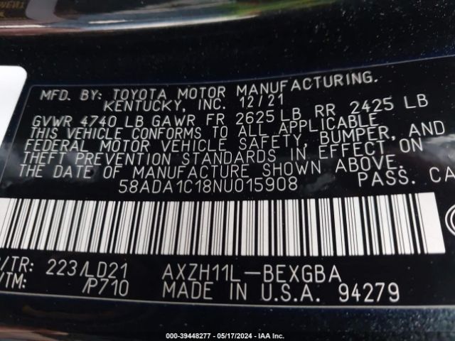 Photo 8 VIN: 58ADA1C18NU015908 - LEXUS ES 300H 