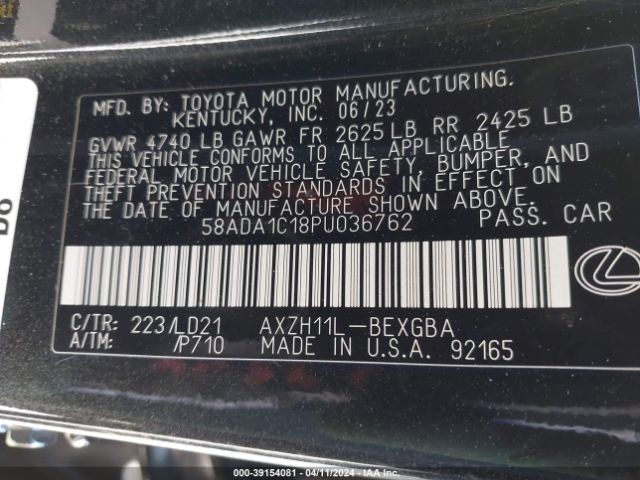 Photo 8 VIN: 58ADA1C18PU036762 - LEXUS ES 300H 