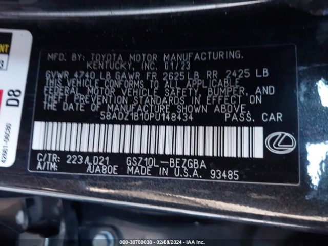 Photo 8 VIN: 58ADZ1B10PU148434 - LEXUS ES 350 