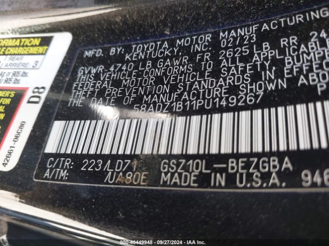 Photo 8 VIN: 58ADZ1B11PU149267 - LEXUS ES 