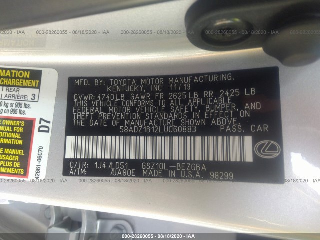 Photo 8 VIN: 58ADZ1B12LU060883 - LEXUS ES 