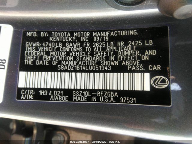 Photo 8 VIN: 58ADZ1B14LU051943 - LEXUS ES 