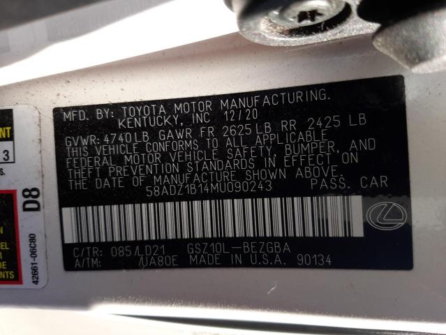 Photo 9 VIN: 58ADZ1B14MU090243 - LEXUS ES 350 BAS 