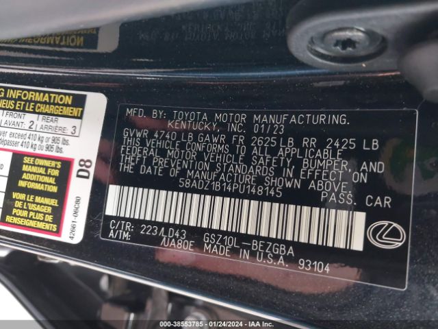 Photo 8 VIN: 58ADZ1B14PU148145 - LEXUS ES 350 