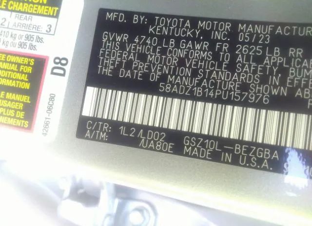 Photo 8 VIN: 58ADZ1B14PU157976 - LEXUS ES 350 