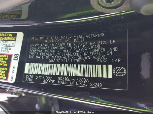 Photo 8 VIN: 58ADZ1B14RU179690 - LEXUS ES 