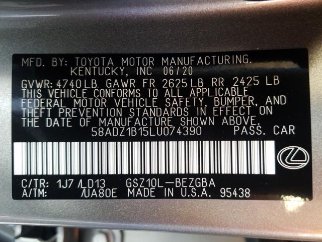 Photo 9 VIN: 58ADZ1B15LU074390 - LEXUS ES 350 