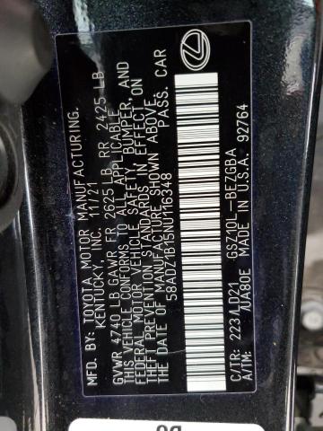 Photo 12 VIN: 58ADZ1B15NU116348 - LEXUS ES 350 BAS 