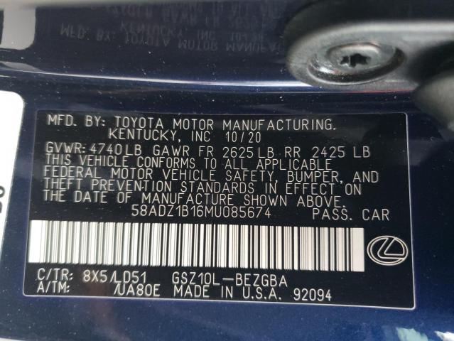 Photo 11 VIN: 58ADZ1B16MU085674 - LEXUS ES350 