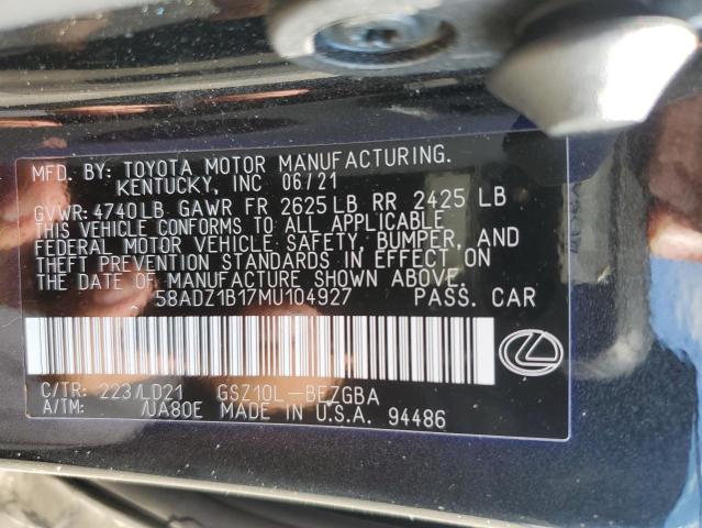 Photo 11 VIN: 58ADZ1B17MU104927 - LEXUS ES 350 BAS 