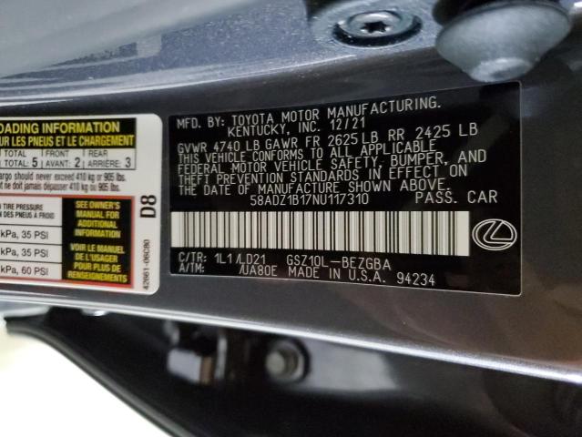 Photo 12 VIN: 58ADZ1B17NU117310 - LEXUS ES 350 BAS 