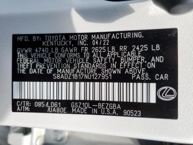 Photo 12 VIN: 58ADZ1B17NU127951 - LEXUS ES 