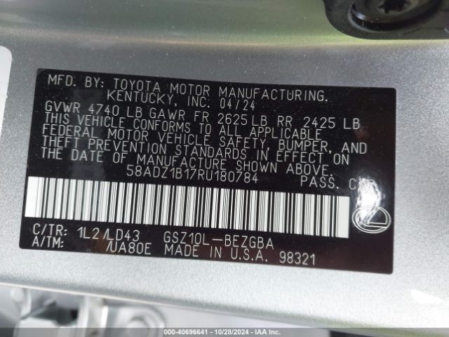 Photo 8 VIN: 58ADZ1B17RU180784 - LEXUS ES 