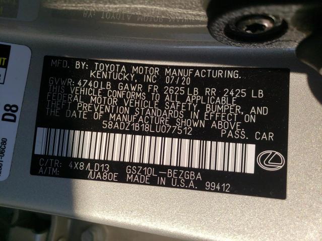 Photo 12 VIN: 58ADZ1B18LU077512 - LEXUS ES350 