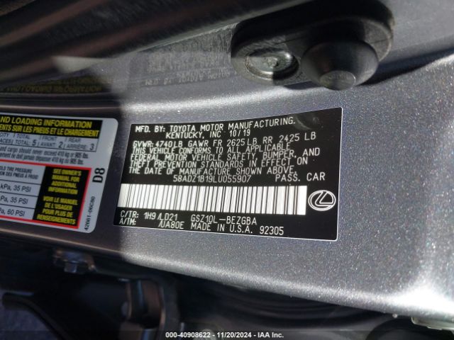 Photo 8 VIN: 58ADZ1B19LU055907 - LEXUS ES 